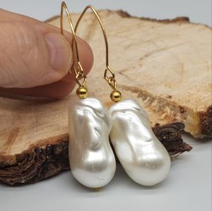 Anthropologie Jewelry Gold plated Earrings Baroque Pearls Resin Big Pearl